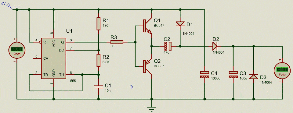 مدار: مبدل DC-DC با استفاده از آی سی تایمر 555