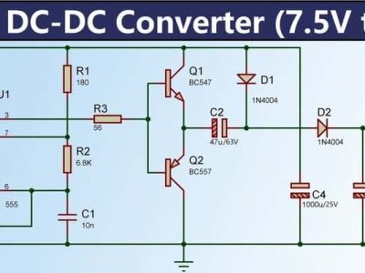 مبدل DC-DC با استفاده از آی سی تایمر 555 (7.5-35 ولت) بسیار ساده